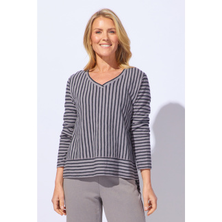 Escape Santa Barbara Stripe Easy Tee- Fog