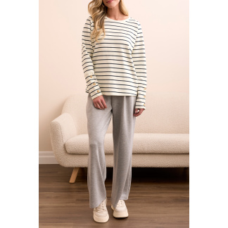 Tribal Crew Neck Top with Buttons- Moonstone