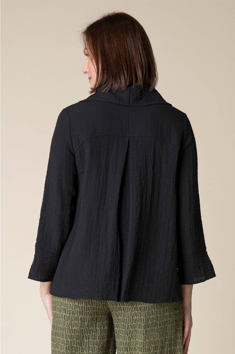 Habitat Express Travel Swing Pocket Cowl Neck Top- Black - Image 2