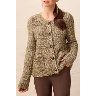 Tribal Button Sweater Cardigan- Basil. Tribal Style: 3163O-8482-1218