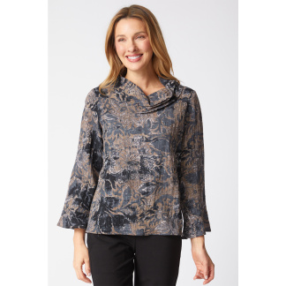 Habitat Express Floral Foliage Cowl Top- Truffle