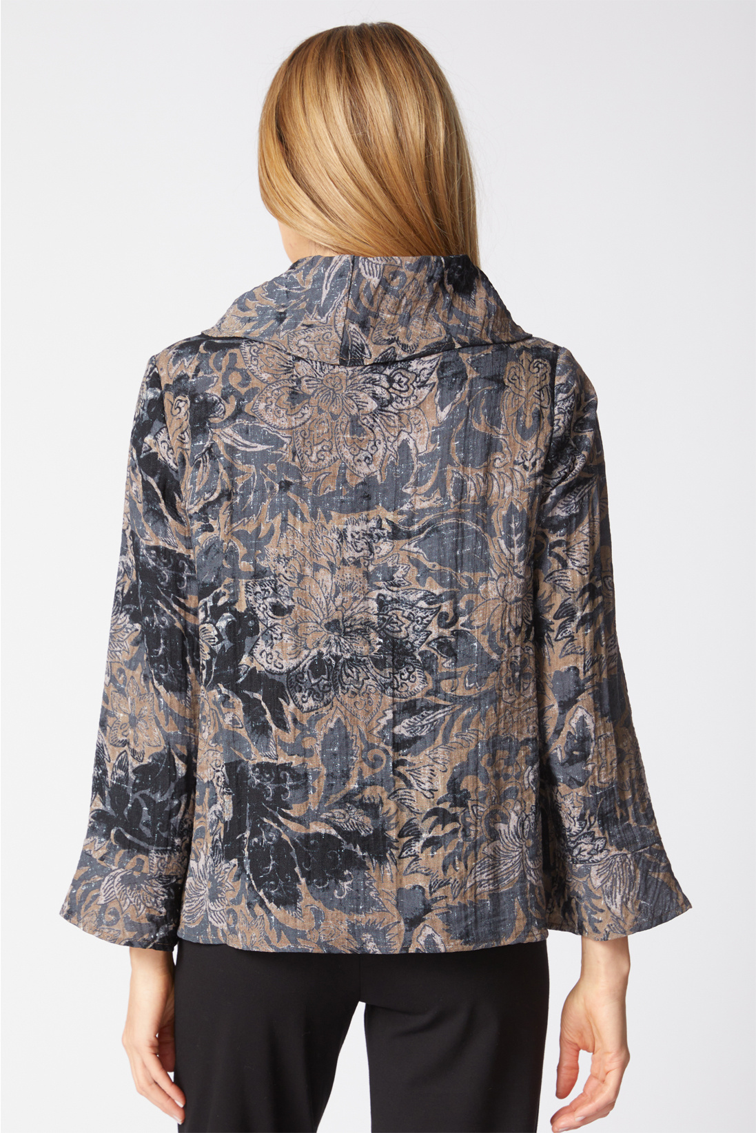 Habitat Express Floral Foliage Cowl Top- Truffle - Image 2