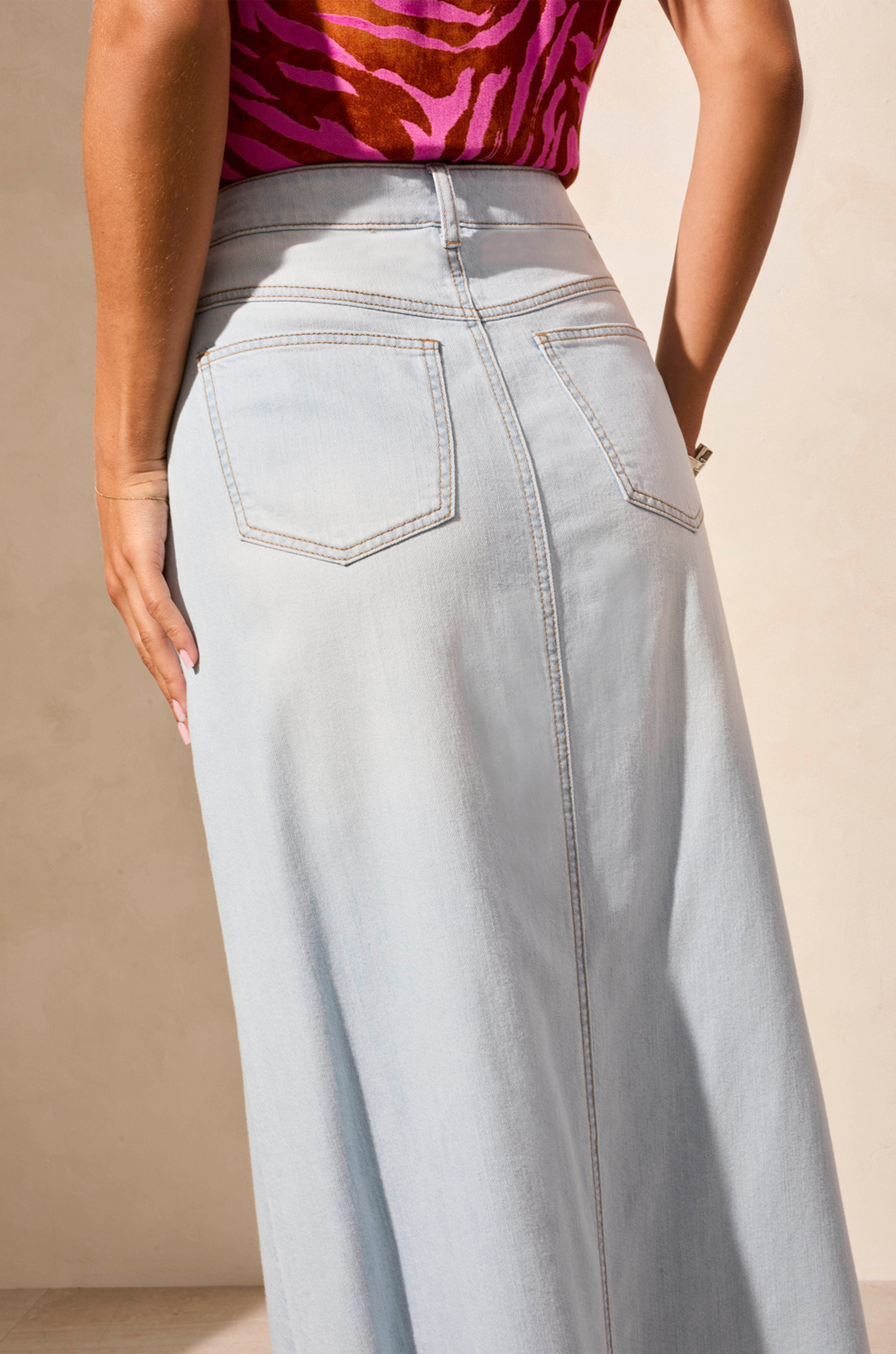 Tribal Denim Skirt- Blue White - Image 2