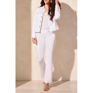 Tribal Audrey Pull-On Flare Jean- White