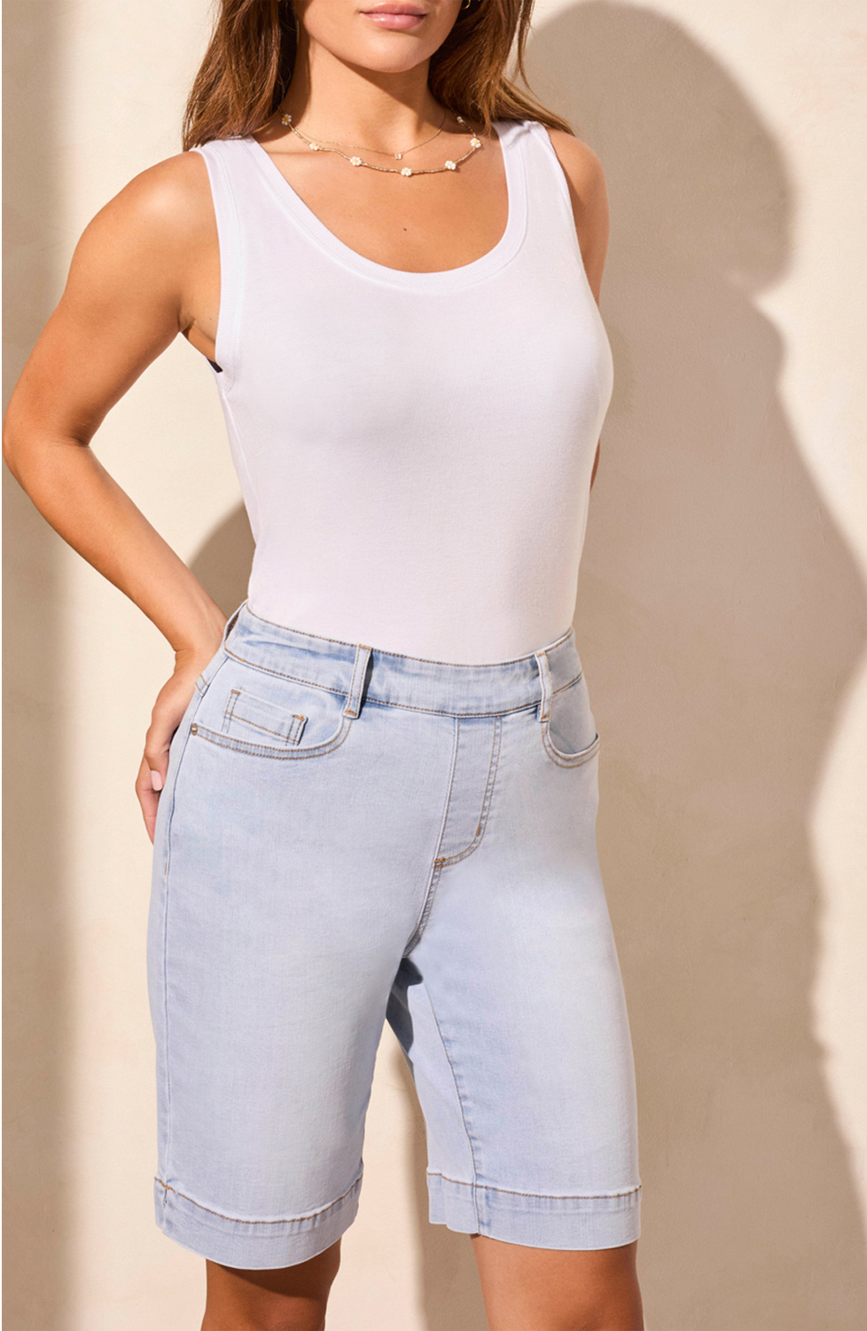 Tribal Audrey Pull-On Bermuda- Light Surf - Image 2