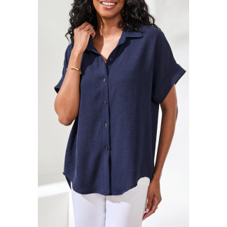 Tribal Short Sleeve Shirt Button Down Top- Nautical