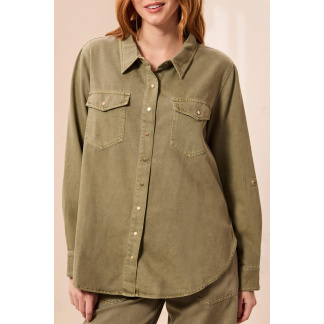 Tribal Classic Denim Shirt - Olive Stone .  Tribal Style: 6103O-5579-3366
