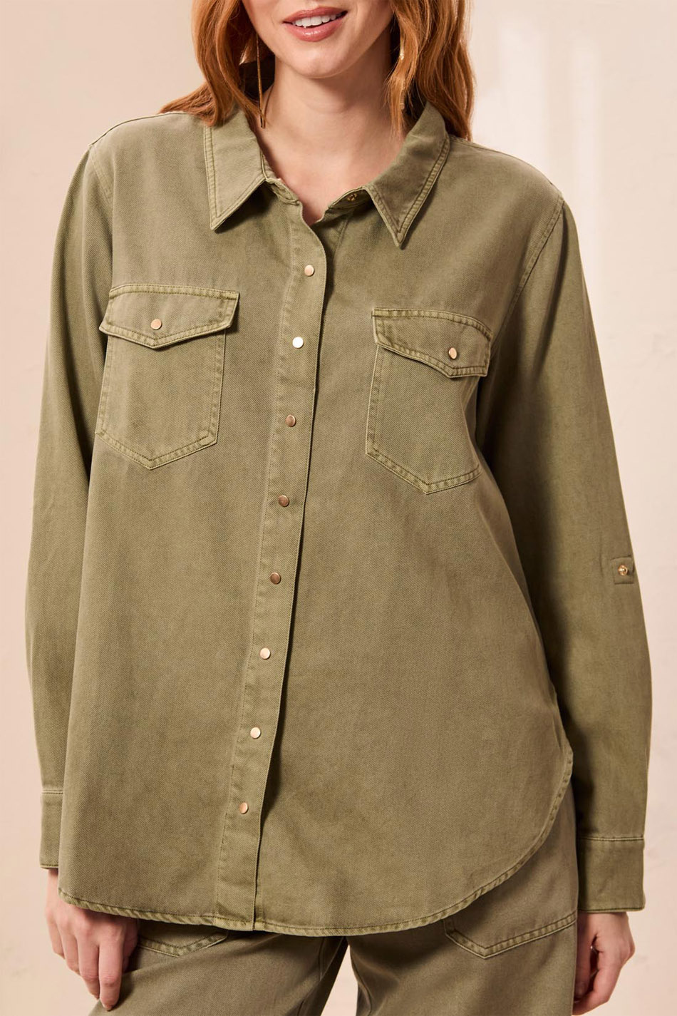 Tribal Classic Denim Shirt - Olive Stone . Tribal Style: 6103O-5579-3366