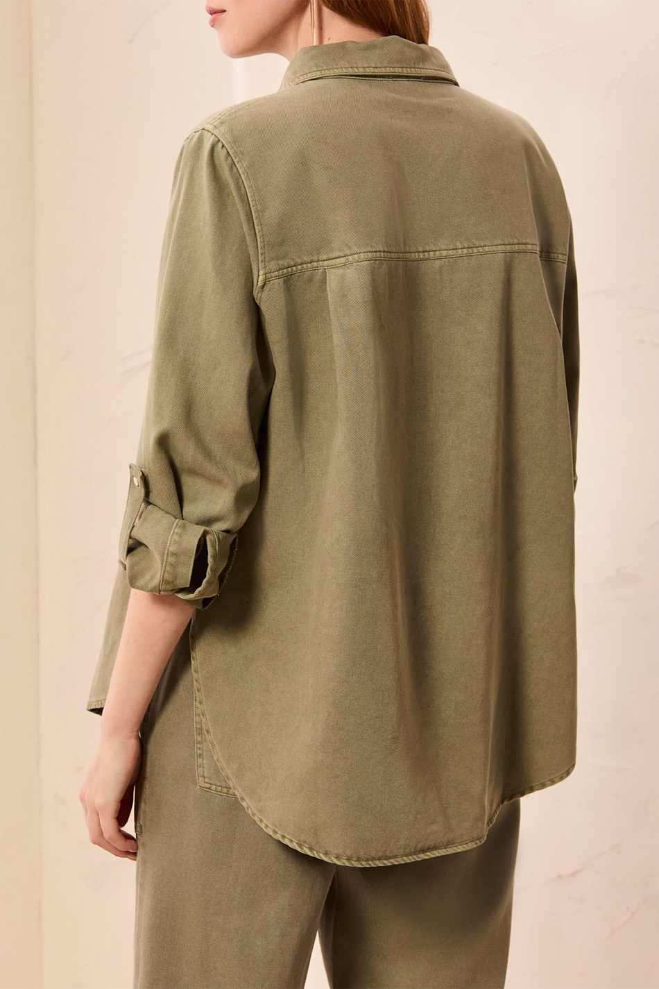 Tribal Classic Denim Shirt - Olive Stone . Tribal Style: 6103O-5579-3366 Back