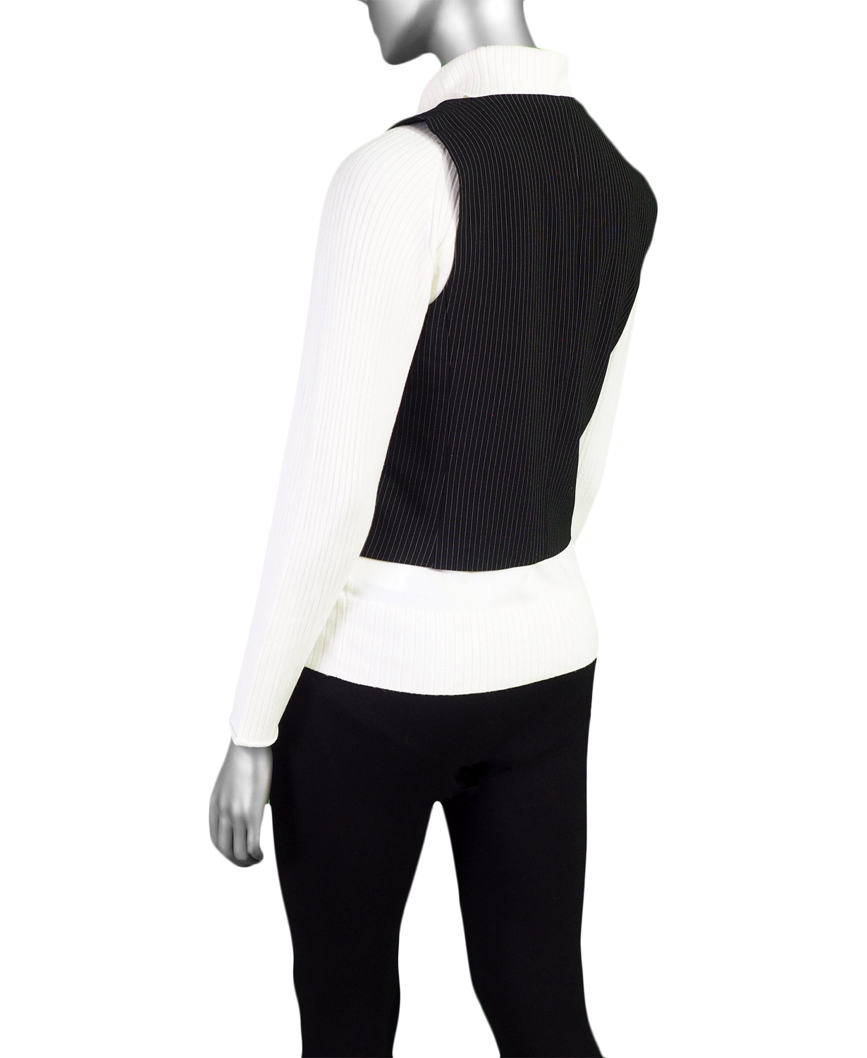 Tribal Lined Button Front Vest- Black - Image 2