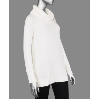 Tribal Cowl Neck Sweater- Cream . Tribal Style: 116O-133-0026