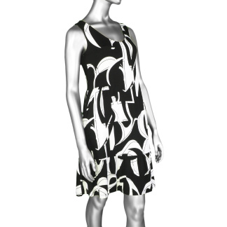 Tribal V Neck Abstract Dress- White