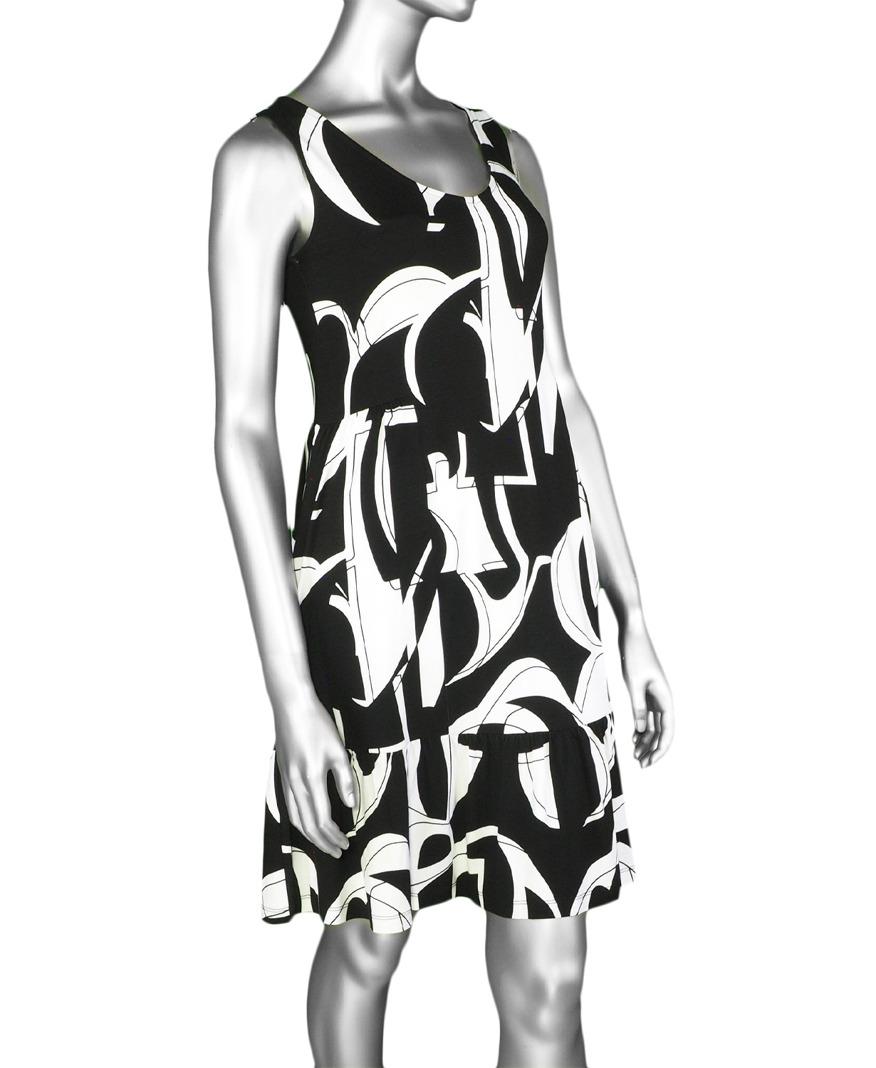 Tribal V Neck Abstract Dress- White