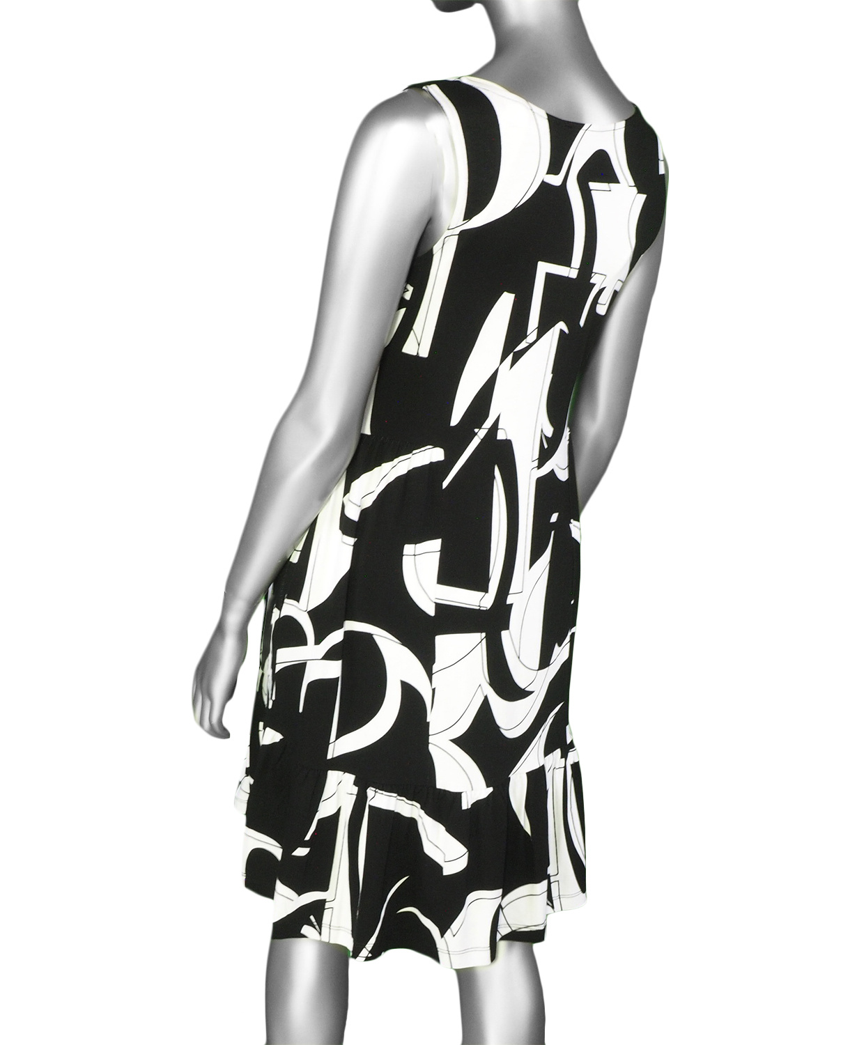 Tribal V Neck Abstract Dress- White - Image 2