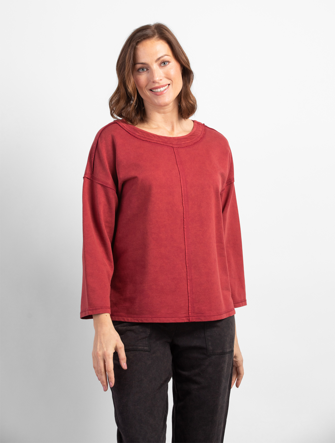 Habitat River Wash Chill Pullover- Cranberry