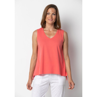 Habitat Deep Hem V Tank Top- Coral