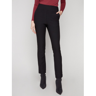 Charlie B Gusty Crepe Slim Dressy Pant- Black