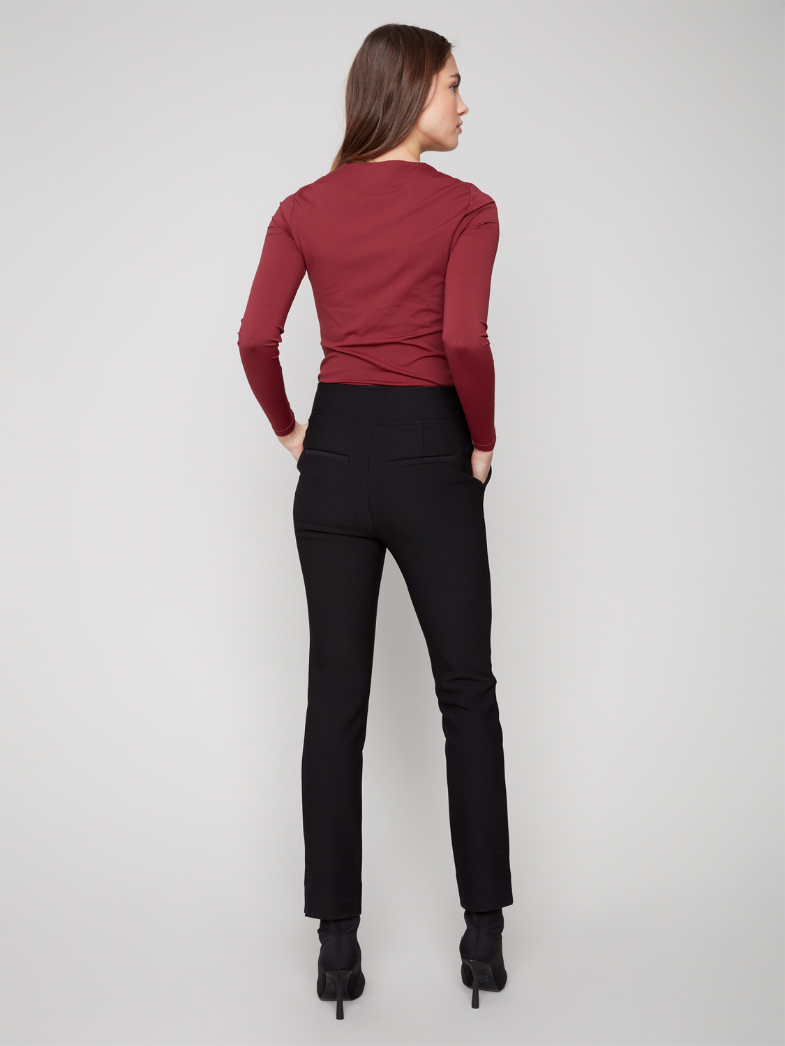 Charlie B Gusty Crepe Slim Dressy Pant- Black - Image 2