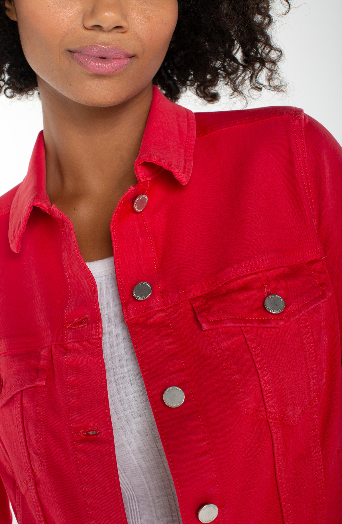 Liverpool Classic Jean Jacket- Cherry Rose - Image 3