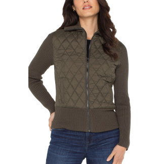 Liverpool Zip Front Sweater- Forest Green