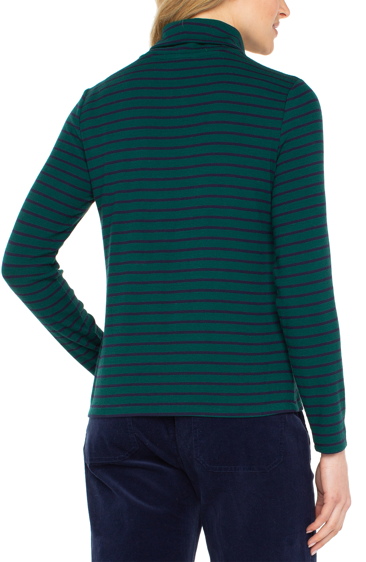 Liverpool Turtle Neck Top- Emerald/Navy Stripe - Image 2