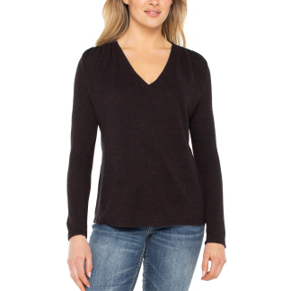 Liverpool Mock Neck Top- Java Melange