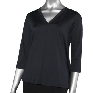 Lulu-B 3/4 Sleeve V-Neck- Black. Style: SPX5083S BLK