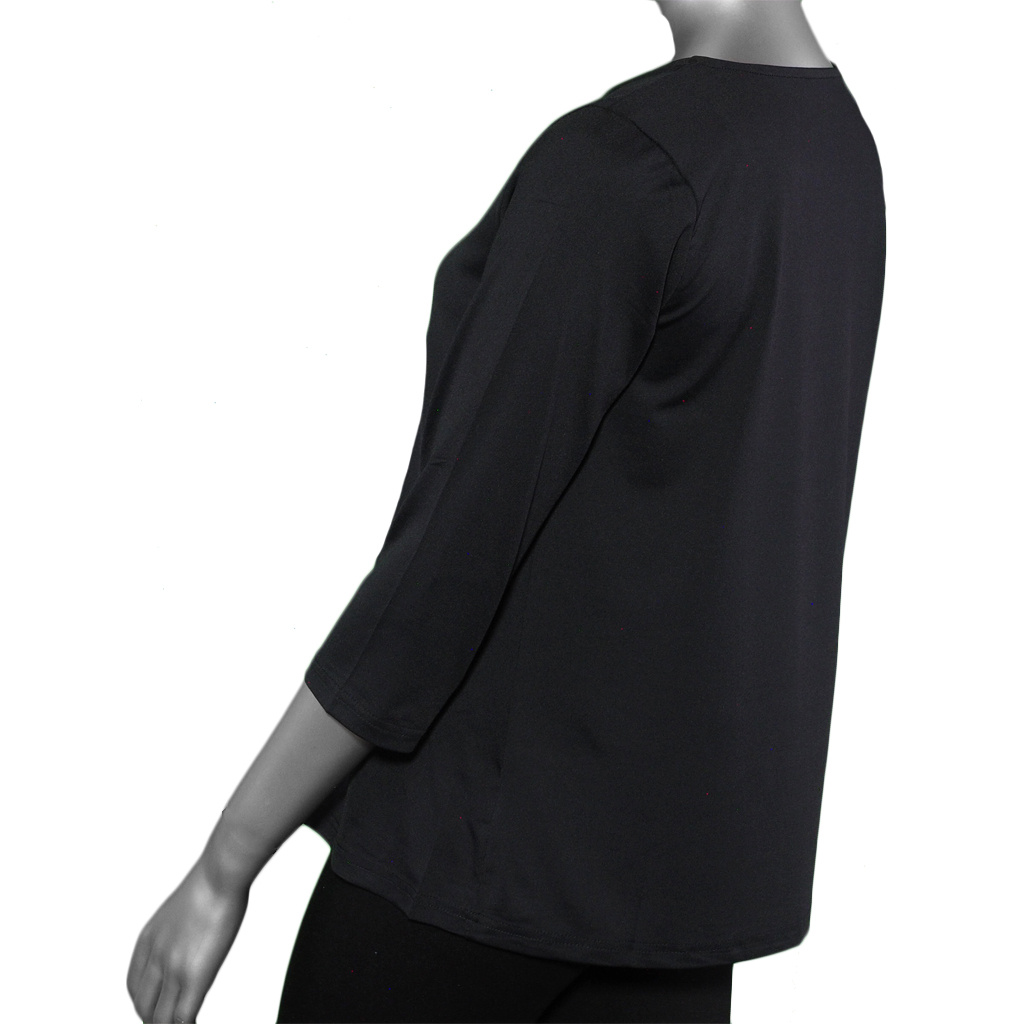 Lulu-B 3/4 Sleeve V-Neck- Black. Style: SPX5083S BLK Rear